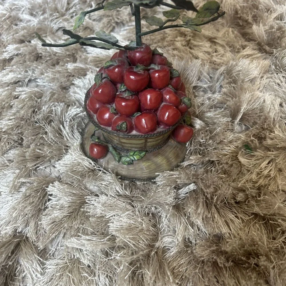 Vintage Home Interiors 3D Apple Tree Basket Lamp Shade Votive Candle Holder